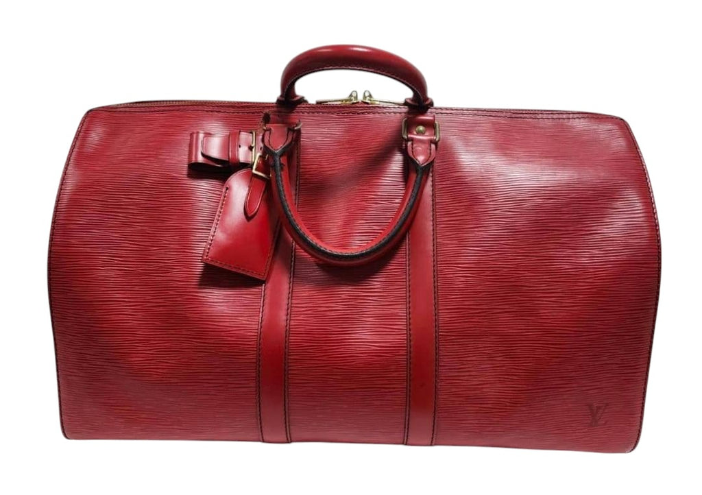 Louis Vuitton Keepall 50  Epi Leather Boston Bag Red