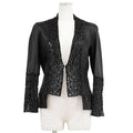 CHANEL Leather Jacket Punching P41109 Size 40 Black Lambskin Sheer Cutwork No-Collar 2011 Karl Lagerfeld