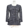 CHANEL P44672 Tweed Collarless Jacket Size 36 Navy × Violet