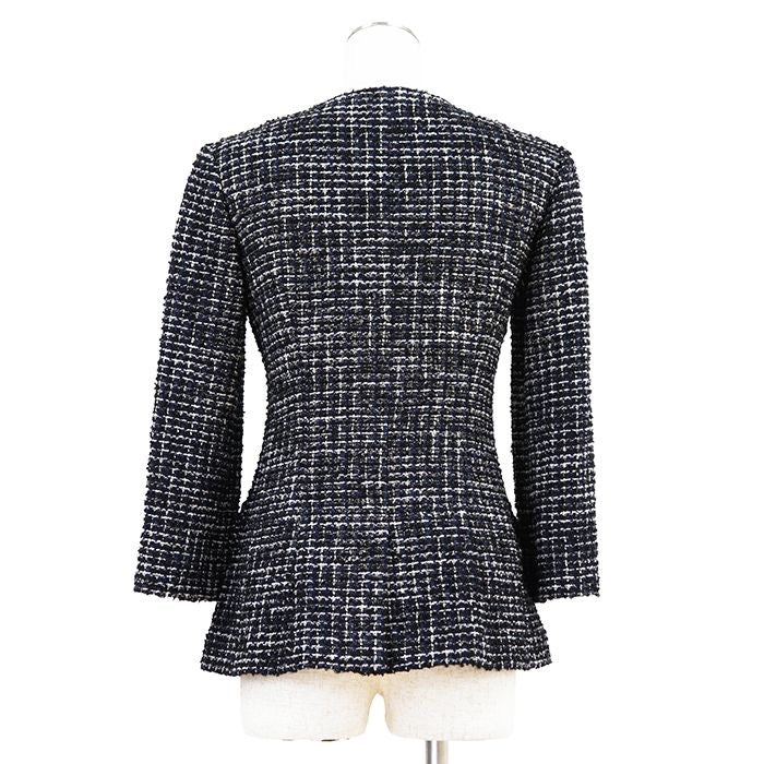 CHANEL P44672 Tweed Collarless Jacket Size 36 Navy × Violet