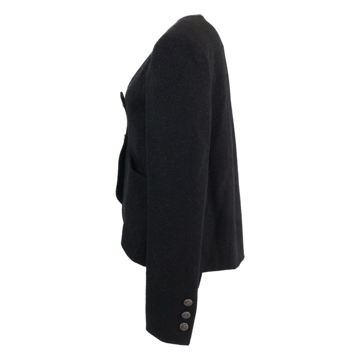 CHANEL 12AW Wool Nylon Tweed Collarless Jacket — Black Size 36