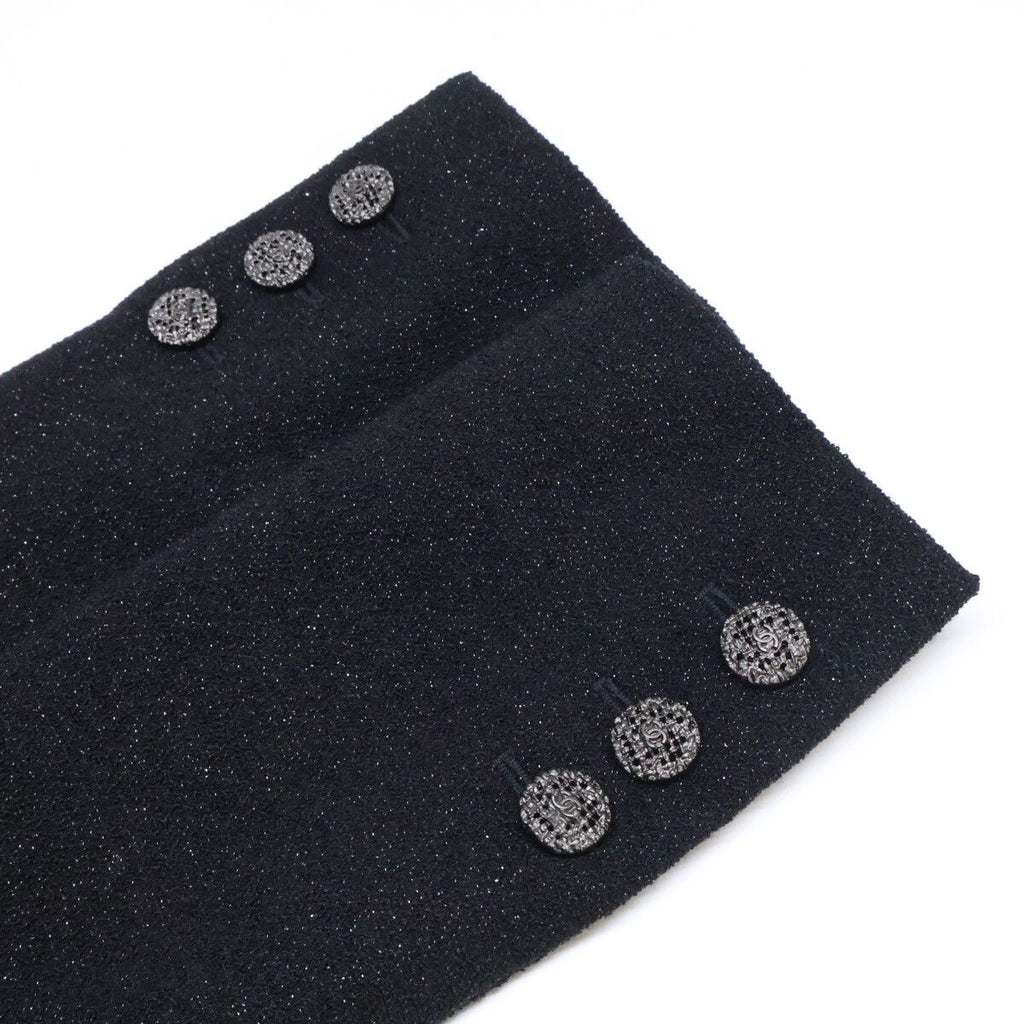 CHANEL 12AW Wool Nylon Tweed Collarless Jacket — Black Size 36