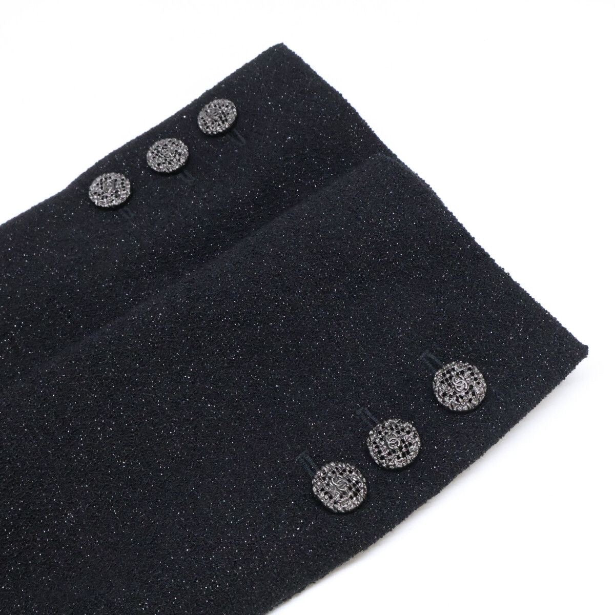 CHANEL 12AW Wool Nylon Tweed Collarless Jacket — Black Size 36