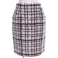 CHANEL Coco Mark Check Tweed Skirt — Pink / Black / White Size 36