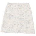 CHANEL Vintage 03C Coco Mark Plate Tweed Trapeze Skirt — Light Beige / Multi Size 46