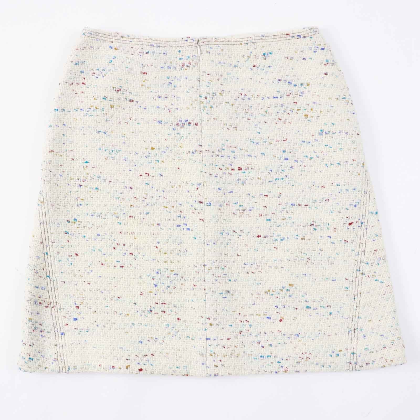 CHANEL Vintage 03C Coco Mark Plate Tweed Trapeze Skirt — Light Beige / Multi Size 46
