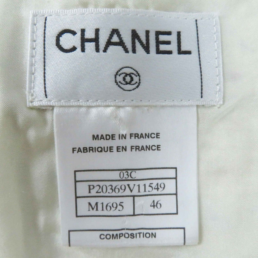 CHANEL Vintage 03C Coco Mark Plate Tweed Trapeze Skirt — Light Beige / Multi Size 46