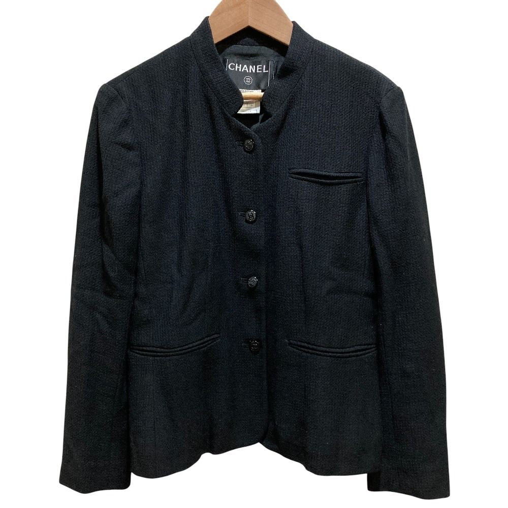 CHANEL 03P P21001 CC Button Mao Collar Single Jacket Size 38