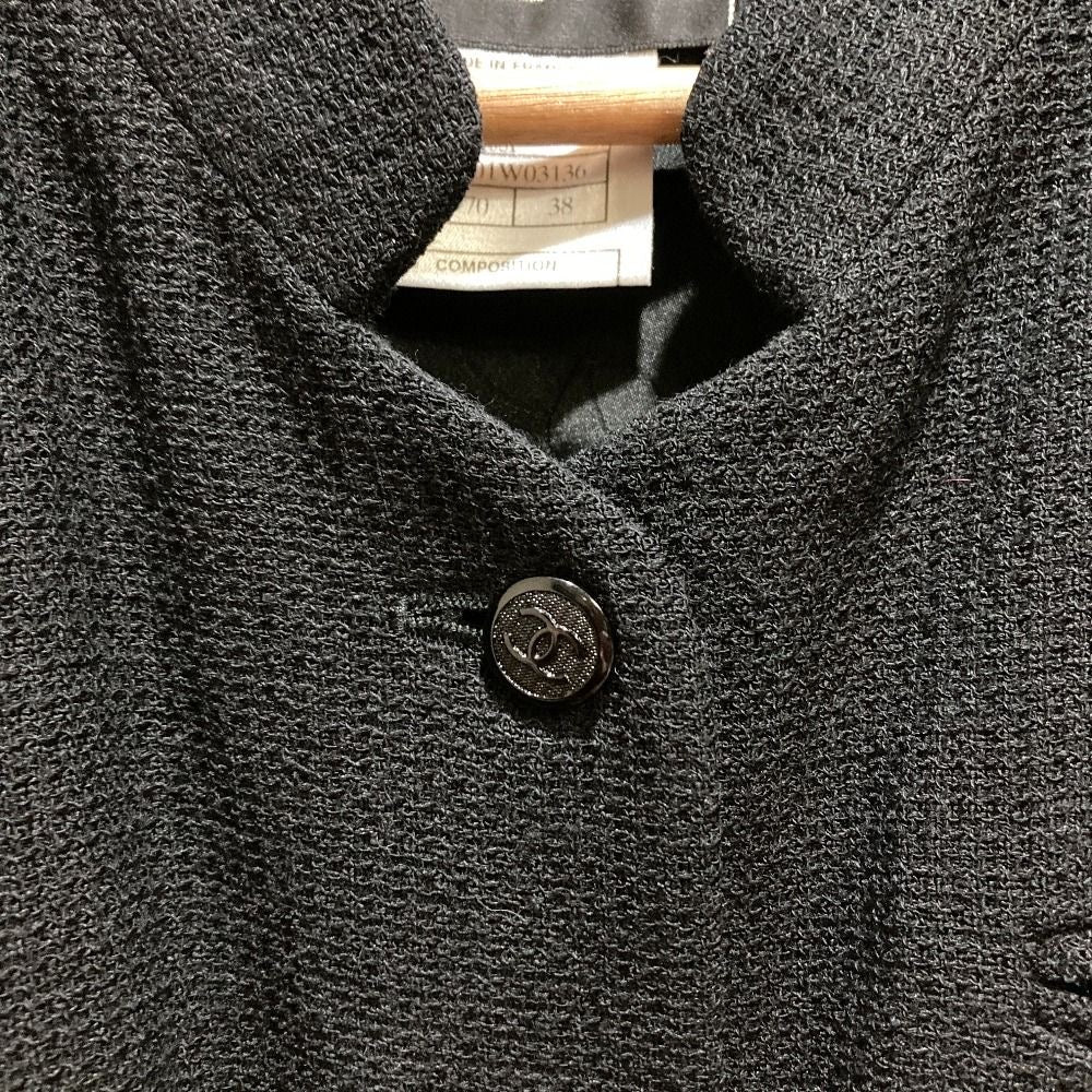 CHANEL 03P P21001 CC Button Mao Collar Single Jacket Size 38