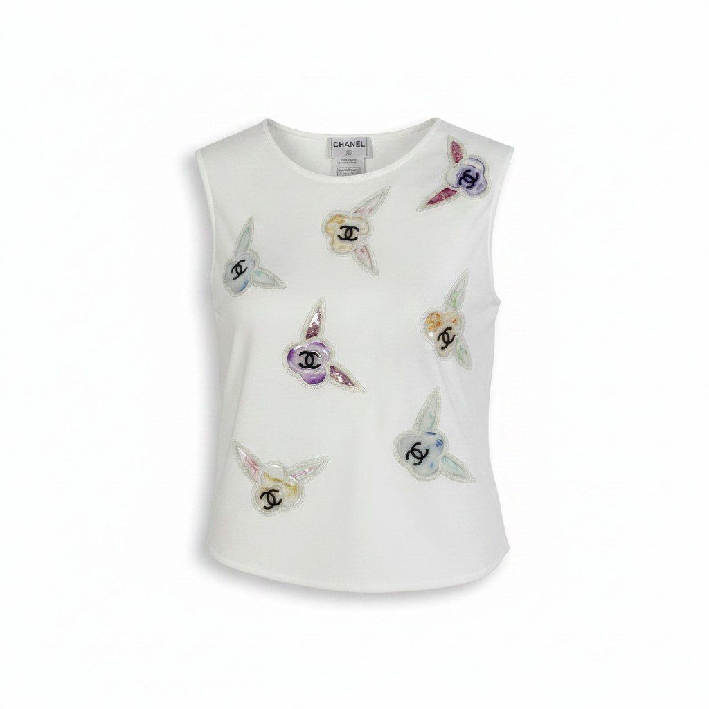 CHANEL 2000SS Coco Mark Tank Top — White Size 38