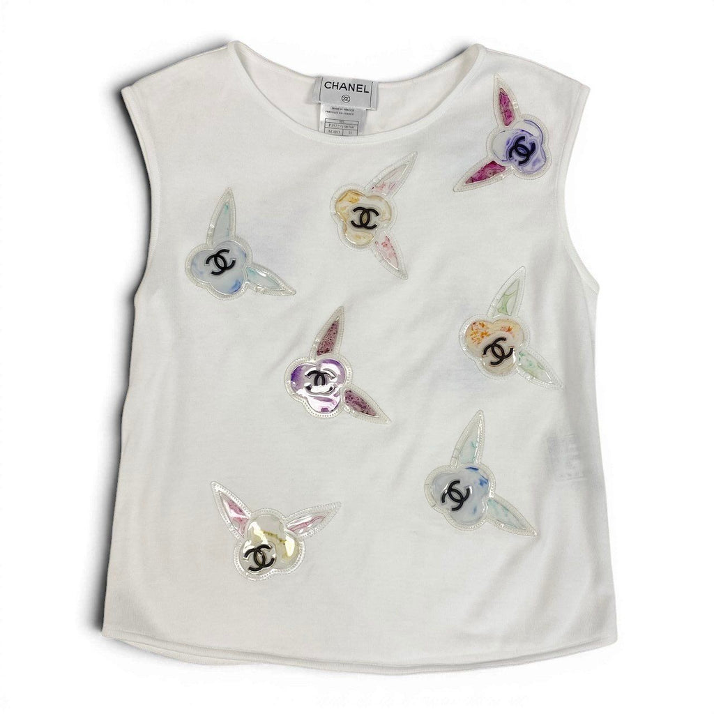 CHANEL 2000SS Coco Mark Tank Top — White Size 38