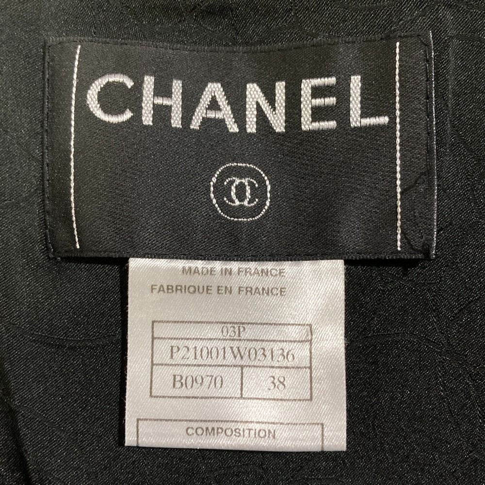 CHANEL 03P P21001 CC Button Mao Collar Single Jacket Size 38