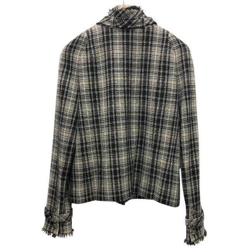 CHANEL 05A Tweed Stand Collar Jacket — Camellia Lining & Coco Mark Buttons Size 40