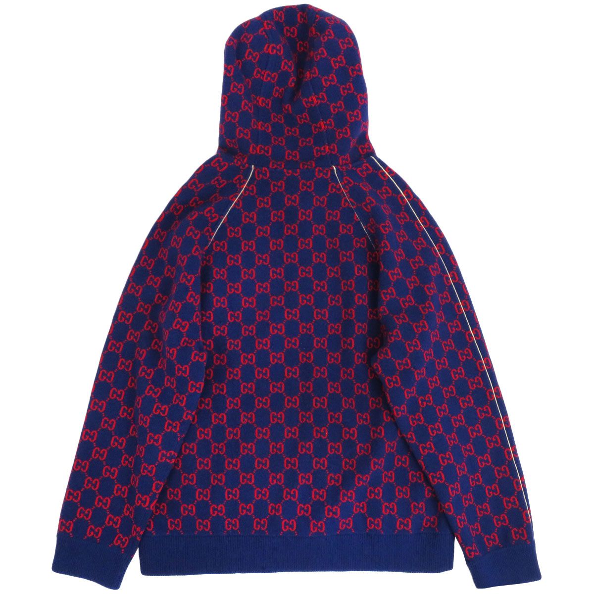 GUCCI GG Jacquard Zip-Up Knit Blouson — Navy Size S