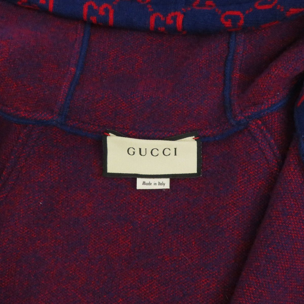GUCCI GG Jacquard Zip-Up Knit Blouson — Navy Size S