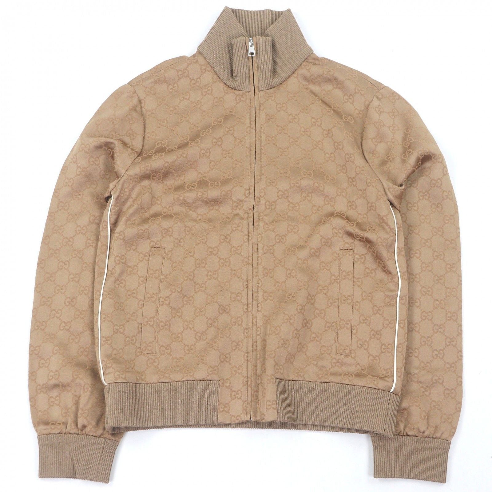 GUCCI GG Jacquard Zip Track Jacket — Beige Size XXS