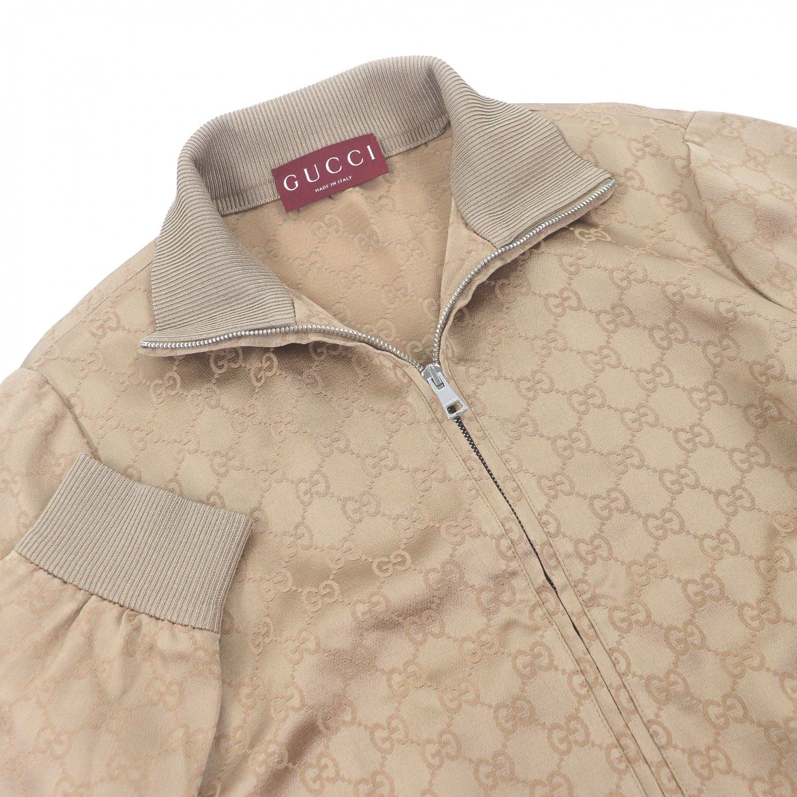 GUCCI GG Jacquard Zip Track Jacket — Beige Size XXS