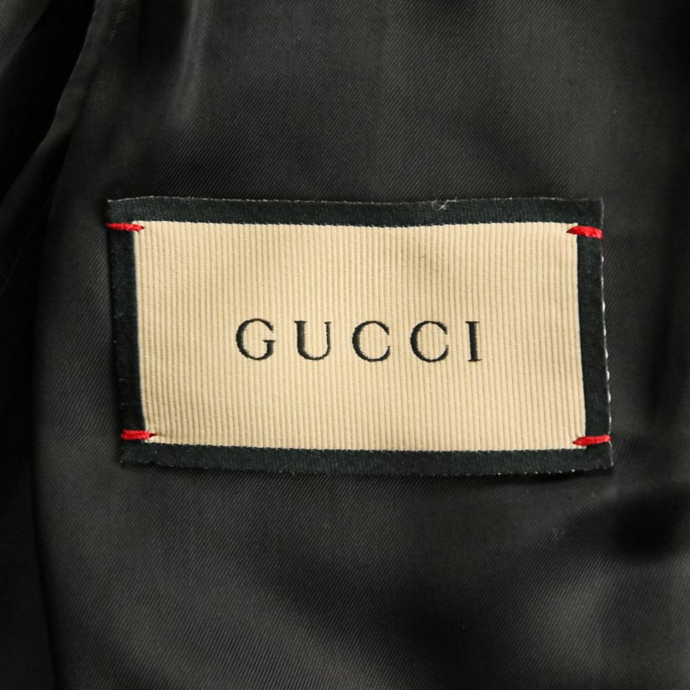 GUCCI GG Embossed Leather Bomber Jacket — Black Size 44