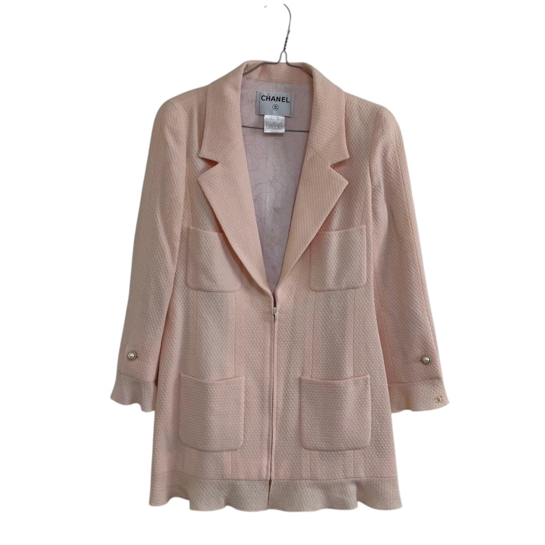 CHANEL Frill Zip-Up Jacket Size 38