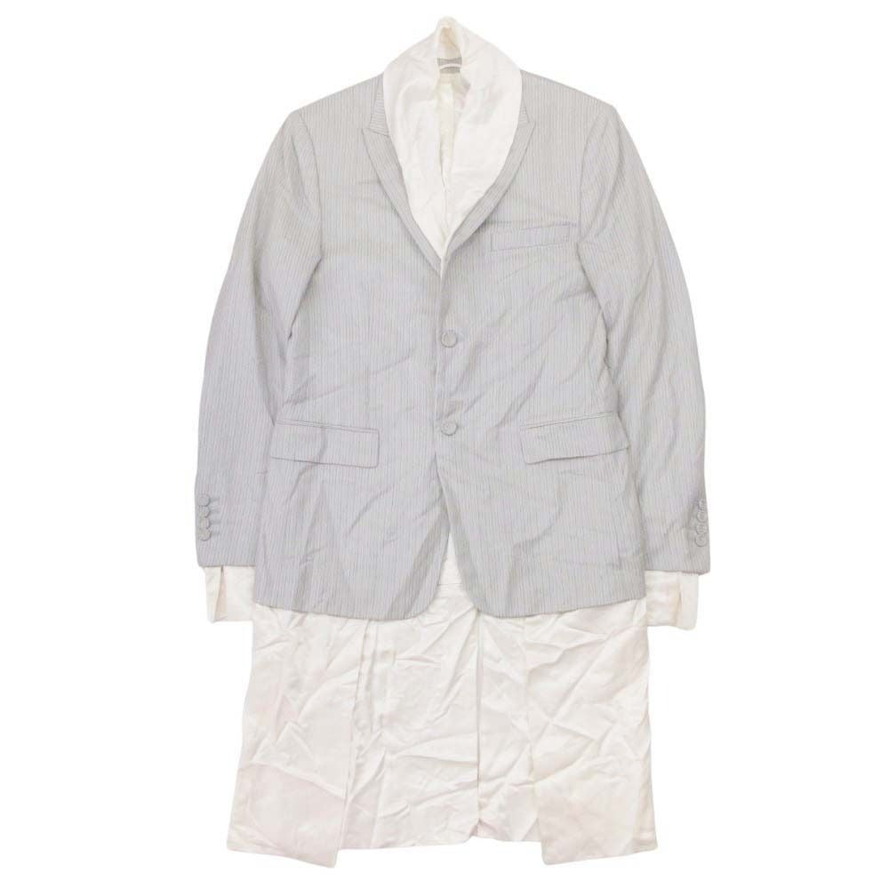 DIOR HOMME 21SS Layered Stripe Peaked Lapel Tailored Blazer — Grey Size 46