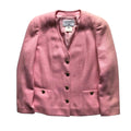 CHANEL 95P No-Collar Tweed Jacket Pink Size 42