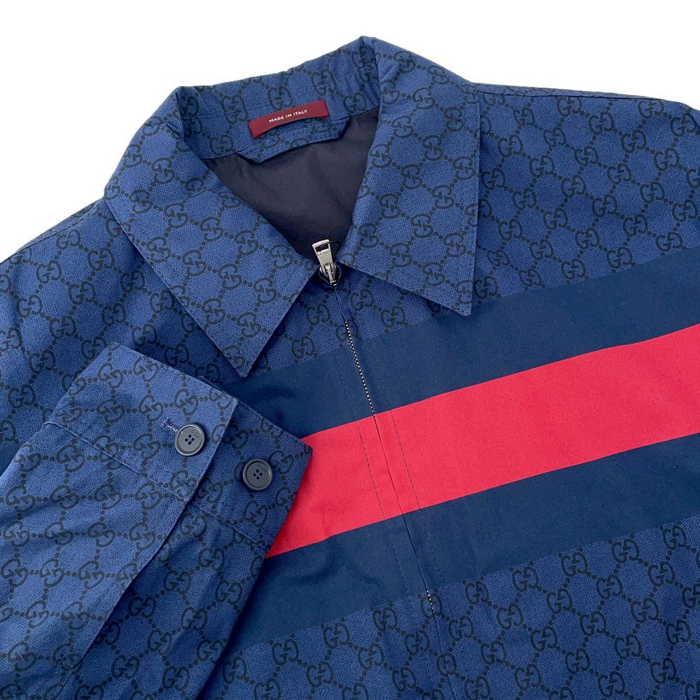 GUCCI GG Cotton Web Stripe Poplin Jacket — Size 50
