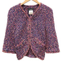 CHANEL Tweed Jacket Cardigan — Purple Size 34