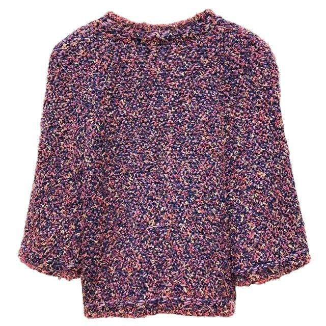 CHANEL Tweed Jacket Cardigan — Purple Size 34