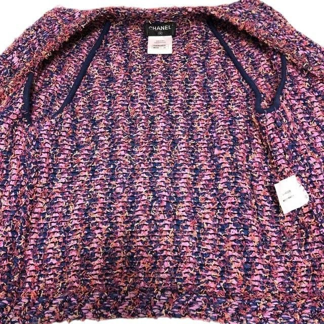 CHANEL Tweed Jacket Cardigan — Purple Size 34