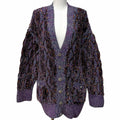 CHANEL Alpaca Blend Rhinestone Coco Button V-Neck Cardigan — Purple Size 38