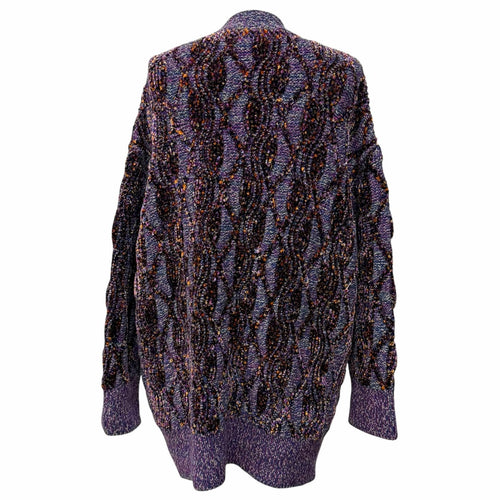 CHANEL Alpaca Blend Rhinestone Coco Button V-Neck Cardigan — Purple Size 38