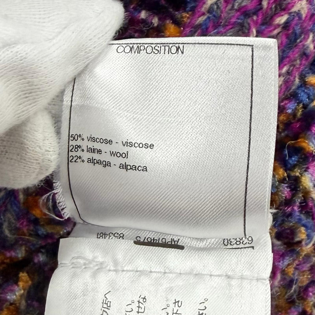 CHANEL Alpaca Blend Rhinestone Coco Button V-Neck Cardigan — Purple Size 38