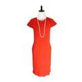 CHANEL Waffle Knit Dress Coco Mark Red Size 44
