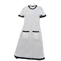 CHANEL 2022 Short Sleeve Knit Dress Coco Button Size 34