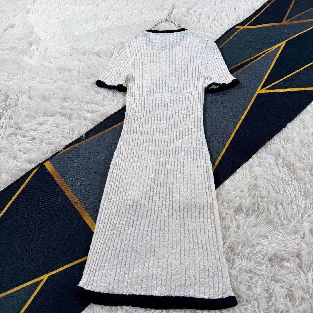CHANEL 2022 Short Sleeve Knit Dress Coco Button Size 34