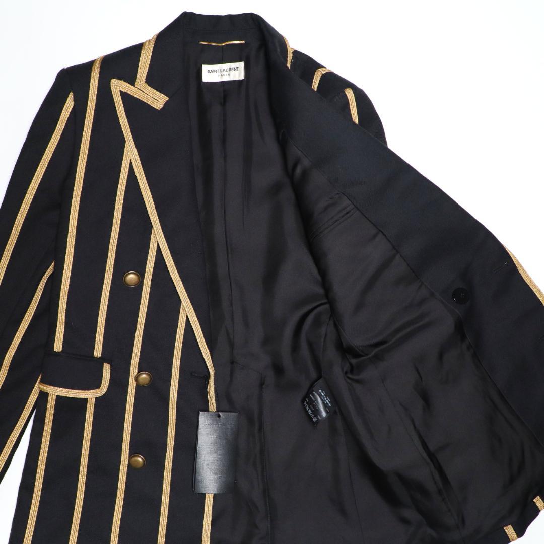 Saint Laurent Paris SS19 Peaked Lapel Stripe Double-Breasted Blazer — FR34