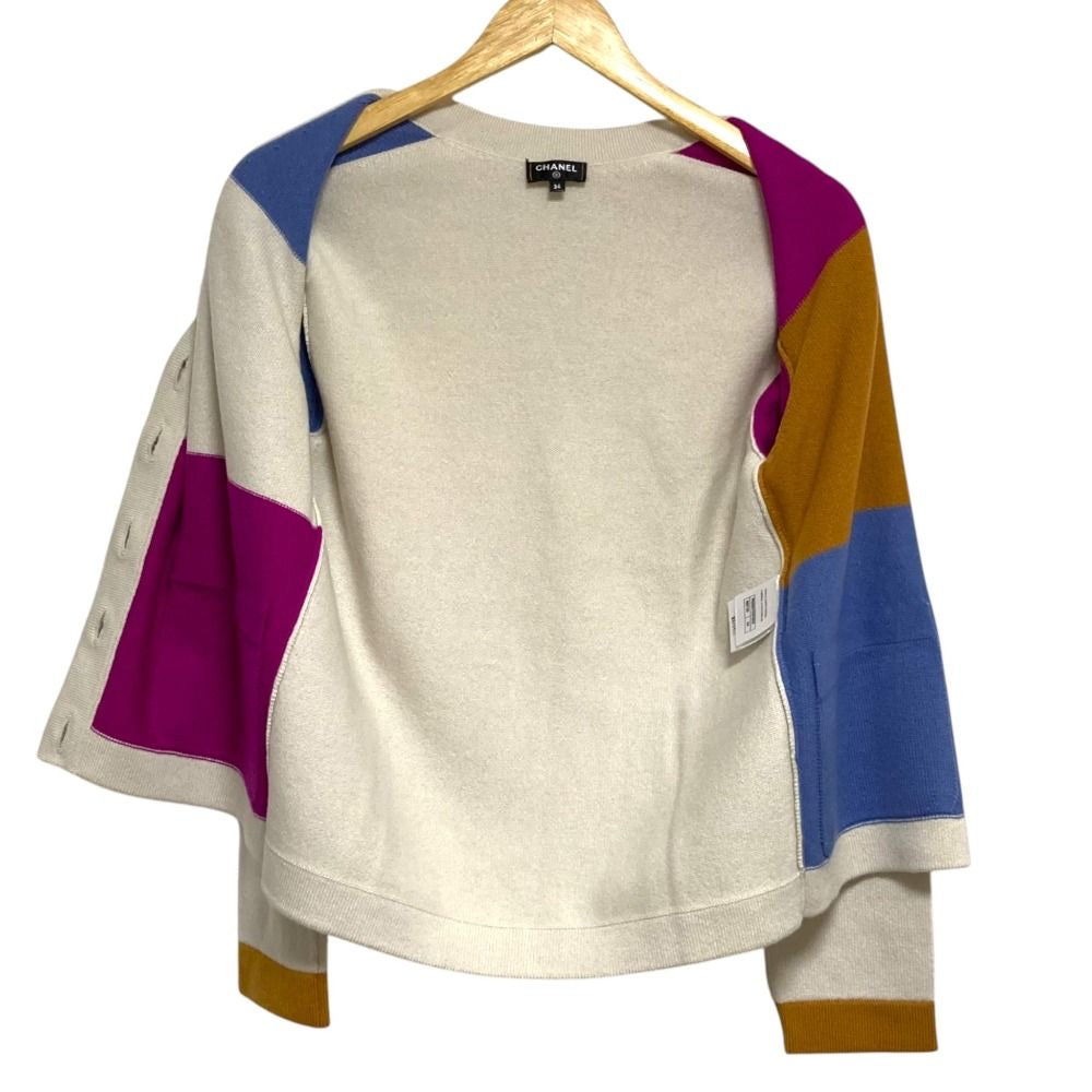 CHANEL V-Neck Cashmere Coco Button Cardigan P65607 Size 34 Multicolor