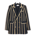 Saint Laurent Paris SS19 Peaked Lapel Stripe Double-Breasted Blazer — FR34