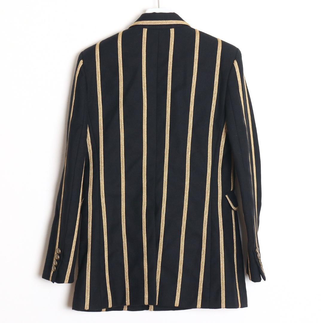 Saint Laurent Paris SS19 Peaked Lapel Stripe Double-Breasted Blazer — FR34