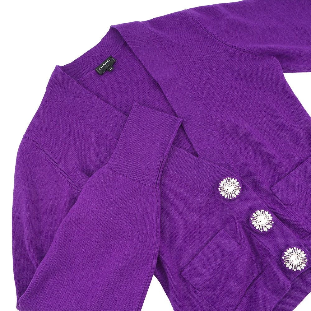 CHANEL Coco Mark Cashmere Rhinestone Cardigan Jacket P72973 Size 38