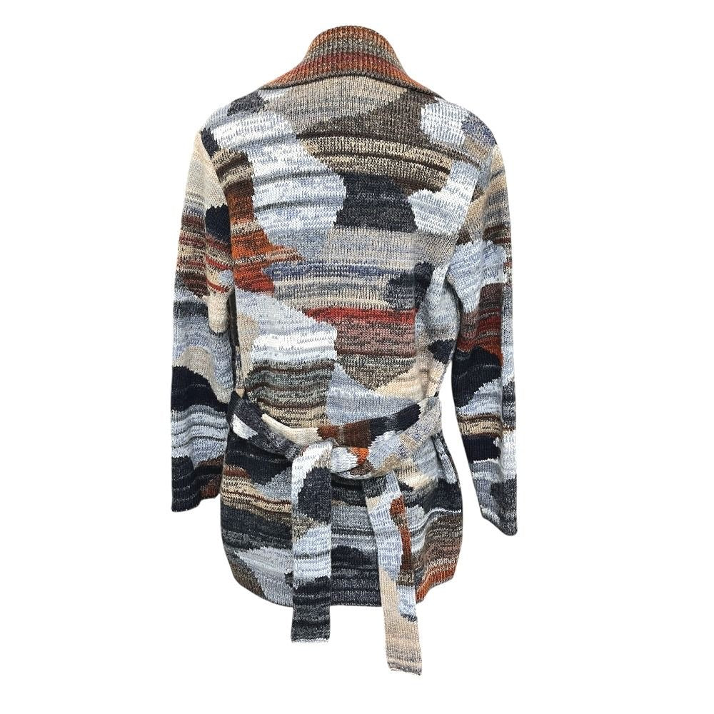 CHANEL P77502 Coco Button Double Pocket Belt Sweater Wool Cashmere Multicolor Size 34