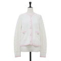 CHANEL 24SS ココマークレースニットカーディガンジャケット ホワイト ピンク サイズ36 (S) P76957K11092