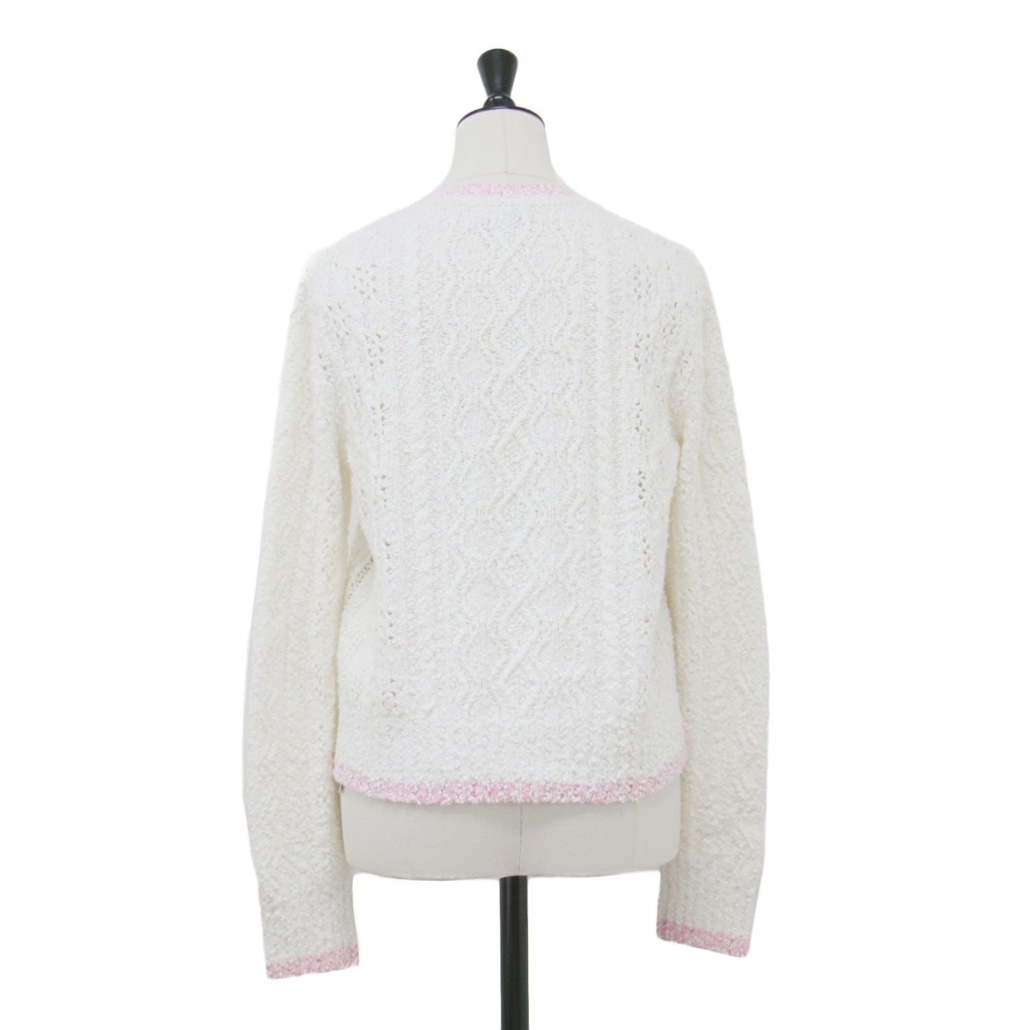 CHANEL 24SS Coco Mark Lace Knit Cardigan Jacket  White Pink Size 36 (S) P76957K11092