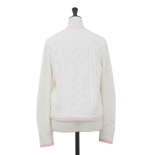 CHANEL 24SS Coco Mark Lace Knit Cardigan Jacket  White Pink Size 36 (S) P76957K11092