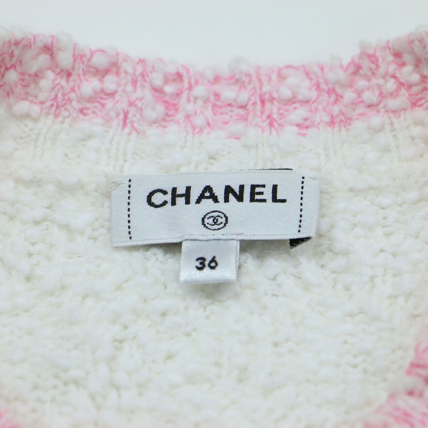 CHANEL 24SS ココマークレースニットカーディガンジャケット ホワイト ピンク サイズ36 (S) P76957K11092