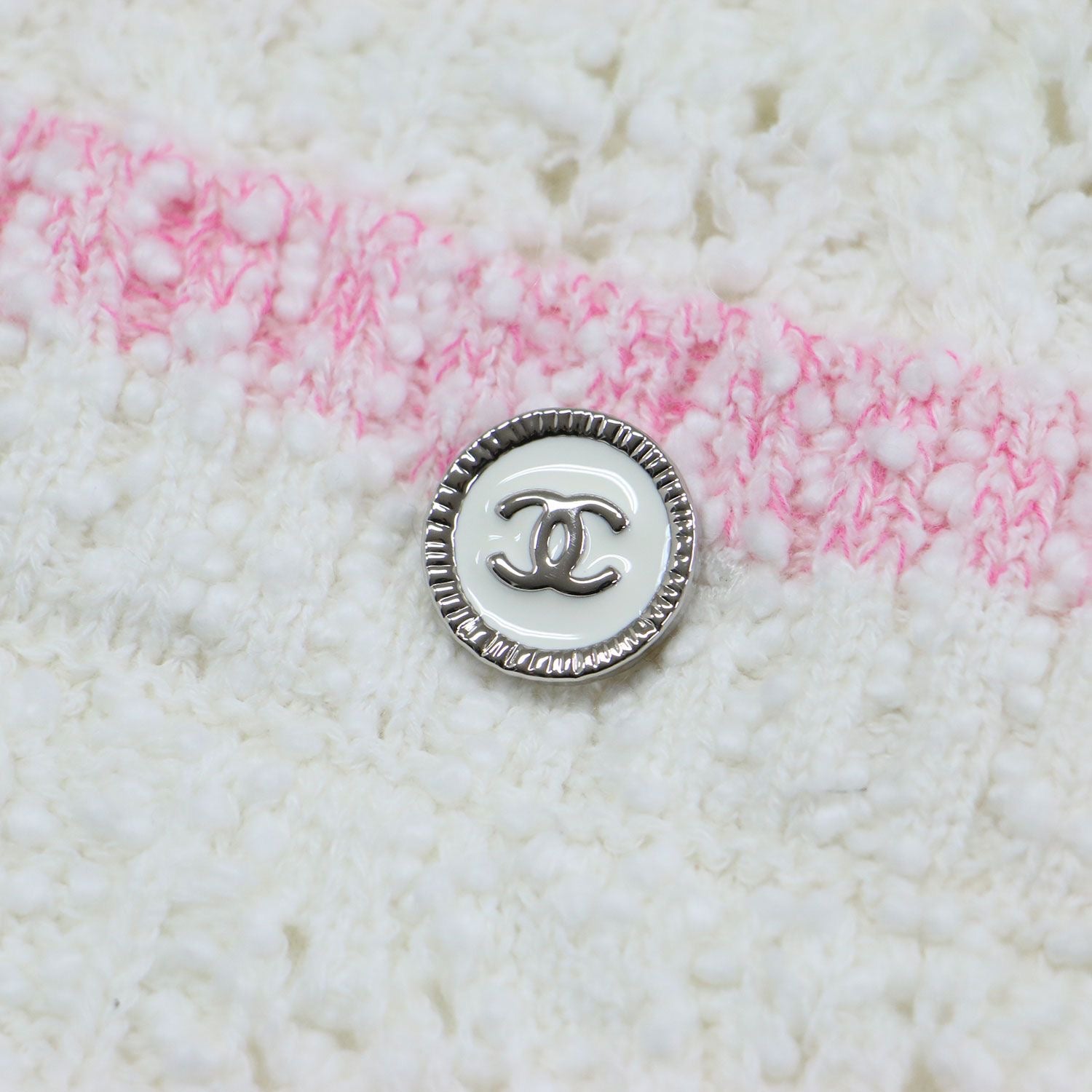 CHANEL 24SS ココマークレースニットカーディガンジャケット ホワイト ピンク サイズ36 (S) P76957K11092