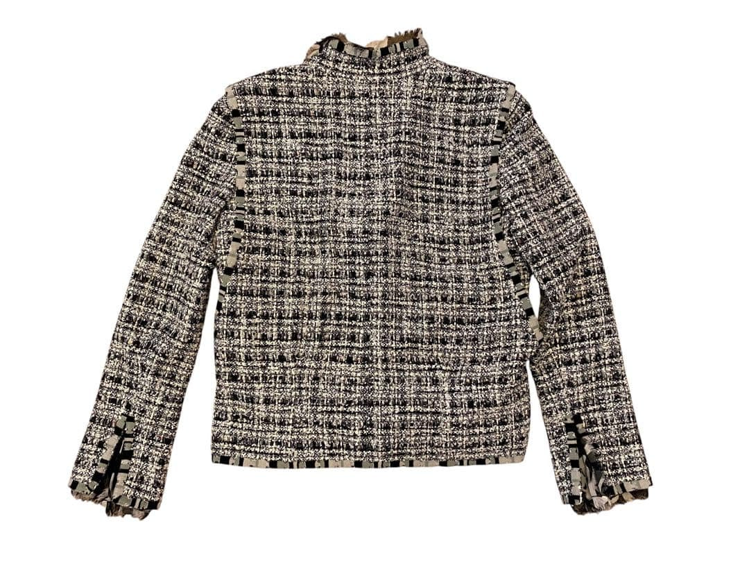CHANEL 2004 Spring Tweed Setup  Suit Jacket & Skirt Coco Mark Button FR42