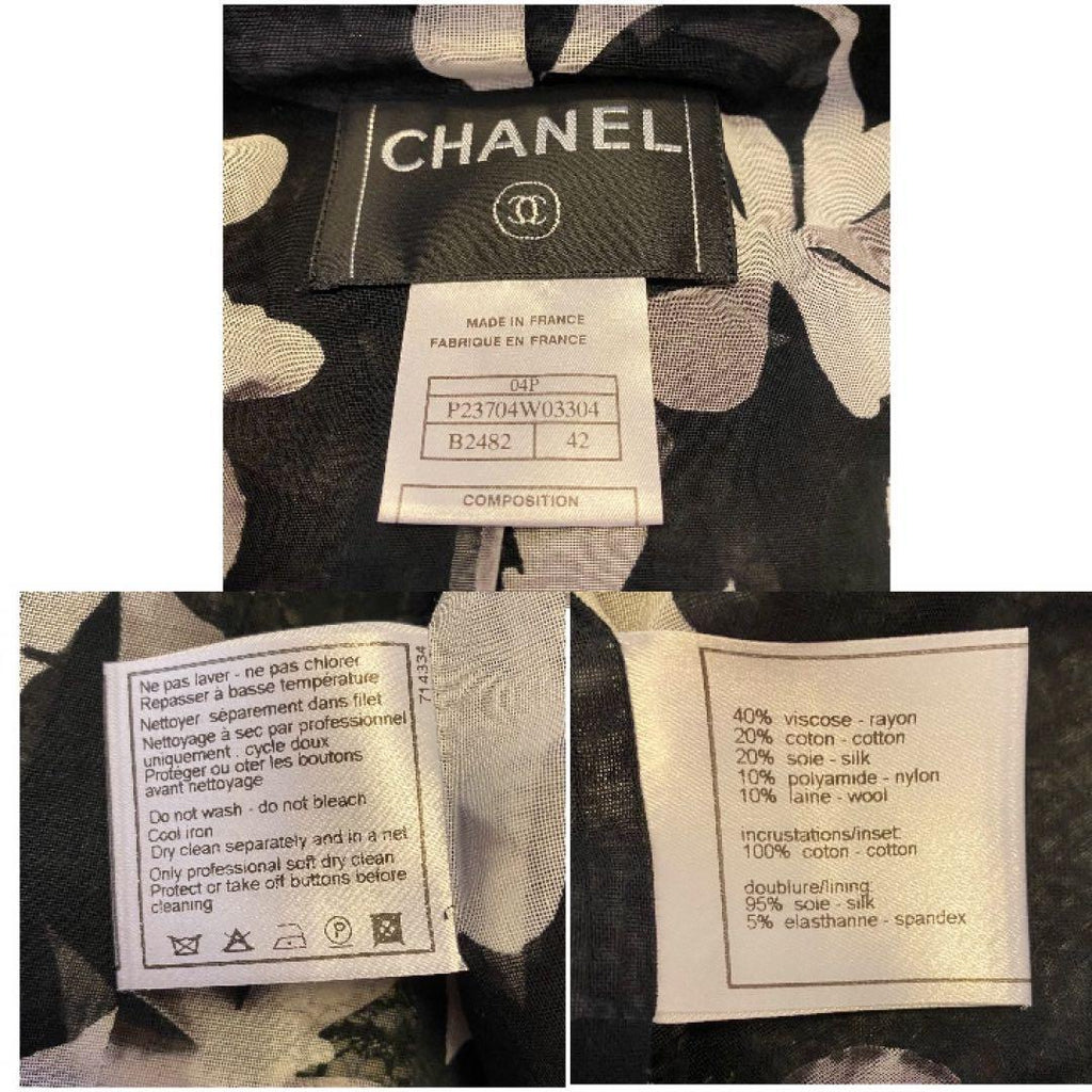 CHANEL 2004 Spring Tweed Setup  Suit Jacket & Skirt Coco Mark Button FR42