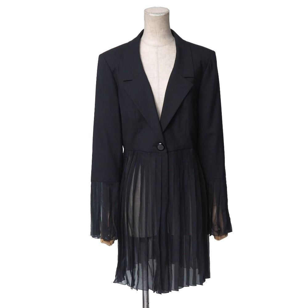 CHANEL 01P Lace Pleated Long Jacket Size 40