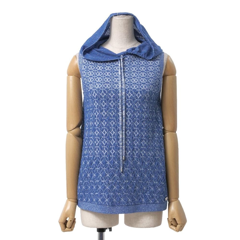 CHANEL P50 Lurex Knit Sleeveless Hoodie Size 36